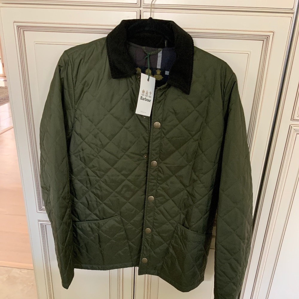 BARBOUR MENS HERRON QUILTED JACKET|SAGE-OLIVE, size men’s small